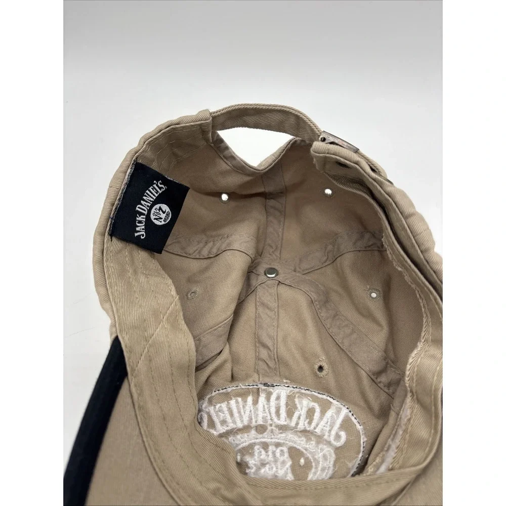 Jack Daniels Old No. 7 Distressed‎ Bill Strap Back Hat - Khaki EUC